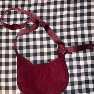 BAGGU Burgundy Nylon Crossbody Bag
